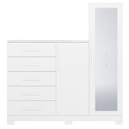 Cômoda para Quarto 5 Gavetas e 2 Portas com Espelho New Master - 2 Cômoda para Quarto 5 Gavetas e 2 Portas com Espelho New Master - 2