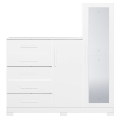 Cômoda para Quarto 5 Gavetas e 2 Portas com Espelho New Master