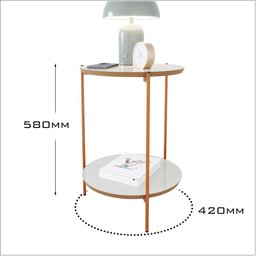 Mesa de Apoio Lateral Duda Off White Nature com Pés de Ferro Bronze Ofertamo - 4