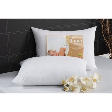 Travesseiro Luna Fibra de Silicone 50 X 70 X 35 Cm Percal Modelo Super Alto