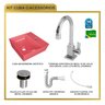 Kit Cuba Aq33 Volcano com Torneira Luxo e Válvula Botão com Sifão e Flexível - 10