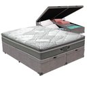 Ver imagem 1 de Cama Box com Baú Queen Bravus Pillow Top Molas Ensacadas Tecido Cinza Vtech