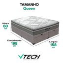 Ver imagem 4 de Cama Box com Baú Queen Bravus Pillow Top Molas Ensacadas Tecido Cinza Vtech