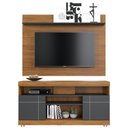 Ver imagem 4 de Rack para Sala com Painel para Tv 55 Pol Raya C04 Noce Milano Preto Fosco - Lyam Decor