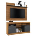 Ver imagem 2 de Rack para Sala com Painel para TV 55 pol Raya C04 Noce Milano Preto Fosco - Lyam Decor