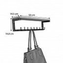 Ver imagem 4 de Prateleira de Parede de Ferro e Madeira Cabideiro Style 9 Ganchos Nozes e Preto