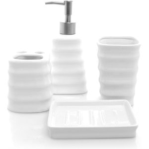 Kit 4pçs Banheiro Lavabo Luxo Modelagem 3d Cerâmica Premuim