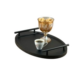 Bandeja Cantinho Café Decorativa da Manhã Escritório 46x26 Maraka Interiores Preto Preto Fosco - 5