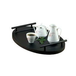 Bandeja Cantinho Café Decorativa da Manhã Escritório 46x26 Maraka Interiores Preto Preto Fosco - 2