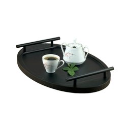 Bandeja Cantinho Café Decorativa da Manhã Escritório 46x26 Maraka Interiores Preto Preto Fosco - 3