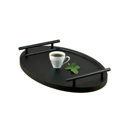 Bandeja Cantinho Café Decorativa da Manhã Escritório 46x26 Maraka Interiores Preto Preto Fosco - 4
