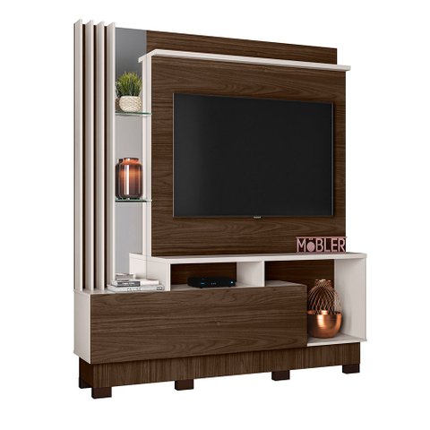 Estante Home Painel Jefrey Tv 55 Polegadas Noce Esplendor/ Off Artico