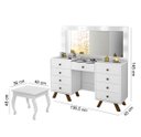 Ver imagem 4 de Penteadeira com Porta Joias 9 Gavetas e Banqueta Cristal Branco