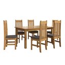 Ver imagem 2 de Conjunto Sala de Jantar Mesa 160cm e 6 Cadeiras Estofadas 100% Madeira Maciça Essen Yescasa Marrom/Nogueira/Cinza