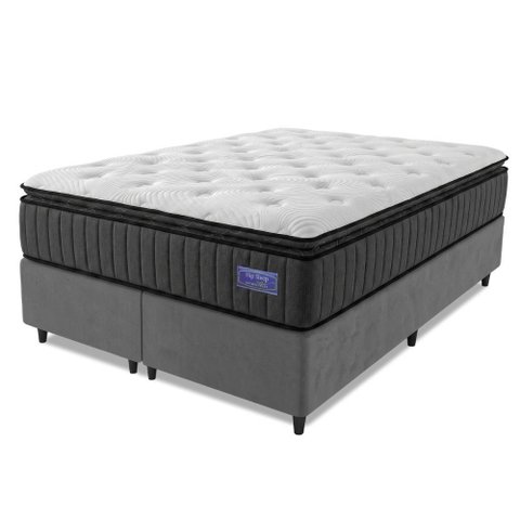 Cama Box Queen Colchão Ortopédico Titã Molas Ensacadas Pillow Top Hip Sleep