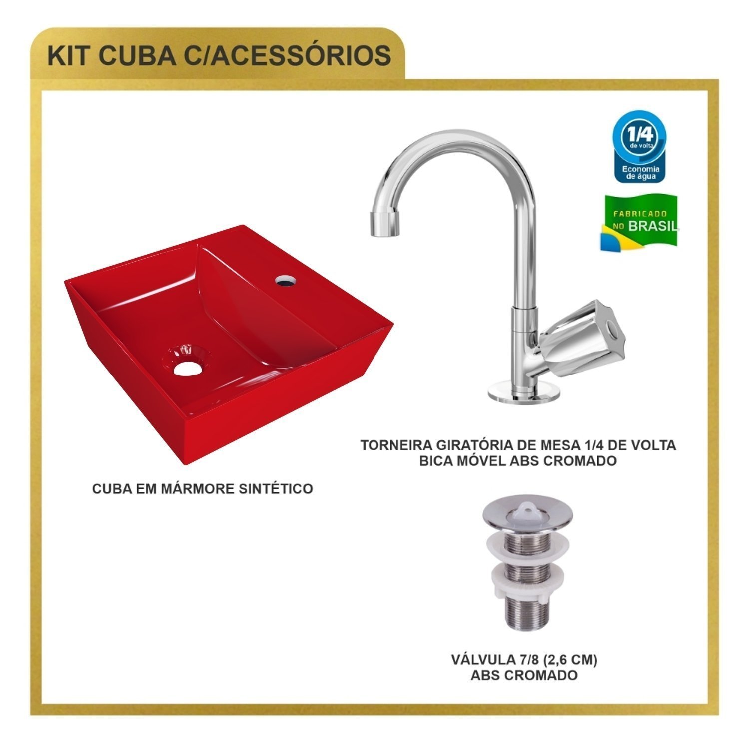 Kit Cuba Aq33 Volcano com Torneira C50 e Válvula Abs - 7