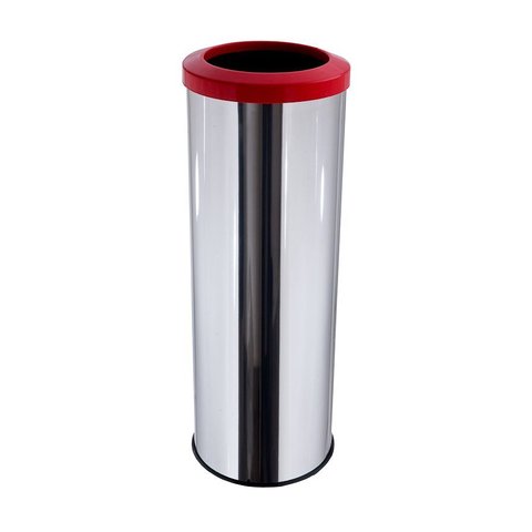 Lixeira Inox Aro Esmaltado 30 Litros Área Gourmet Cozinha Banheiro - Vermelho