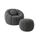 Ver imagem 3 de Kit Poltrona Decorativa Concha c/Almofada e Puff Boucle Cinza Escuro Abobora - Montanaris Decor