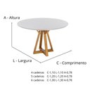 Ver imagem 2 de Mesa Polaris 4 Lugares Redonda 1,20m Freijó e Tampo de Vidro Off-white Colado Moveis