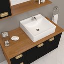 Ver imagem 3 de Conjunto Gabinete Banheiro Lisboa MDF 80cm com Cuba e Espelheira:Preto