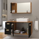 Ver imagem 2 de Conjunto Gabinete Banheiro Lisboa MDF 80cm com Cuba e Espelheira:Preto