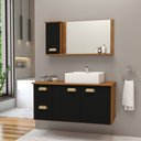 Ver imagem 1 de Conjunto Gabinete Banheiro Lisboa MDF 80cm com Cuba e Espelheira:Preto
