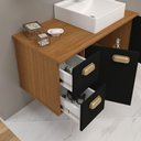 Ver imagem 4 de Conjunto Gabinete Banheiro Lisboa MDF 80cm com Cuba e Espelheira:Preto