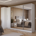 Ver imagem 1 de Guarda-roupa Modulado Neo + Guarda-roupa Royale 3 Portas de Correr de Espelho Branco Madesa