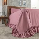 Ver imagem 3 de Kit Cobre Leito Turin Casal Micropercal 400 Fios Colcha com Babado Liso 3 Peças Rosê
