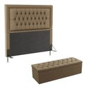 Ver imagem 1 de Kit Cabeceira Decorativa Para Cama Box Antares e Calçadeira Sagitarius 160 Para Cama Queen Sued Capu