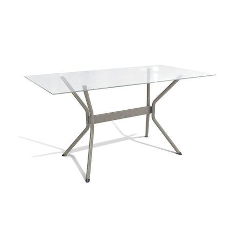 Mesa Loire Kappesberg Níquel com Tampo de Vidro Incolor 150cm