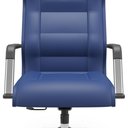 Ver imagem 2 de Cadeira de Escritório Giratória Presidente Base Cromada Kirk P03 Vinil Azul - Lyam Decor