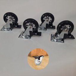 Rodízio de Silicone Fumê Giratório C/ Trava 50mm Hardt 4 Unidades - 1