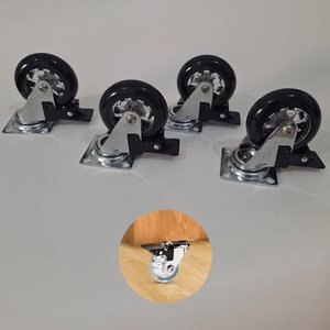Rodízio de Silicone Fumê Giratório C/ Trava 50mm Hardt 4 Unidades