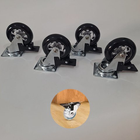 Rodízio de Silicone Fumê Giratório C/ Trava 50mm Hardt 4 Unidades
