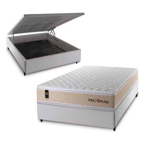 Cama Box Baú Casal Alford com Colchão Molas Ensacadas 138x188x73 Bege