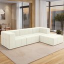 Ver imagem 3 de Sofá 4 Lugares para Sala Living Modular com Puff 264cm Lancaster F04 Veludo Bege - Lyam Decor