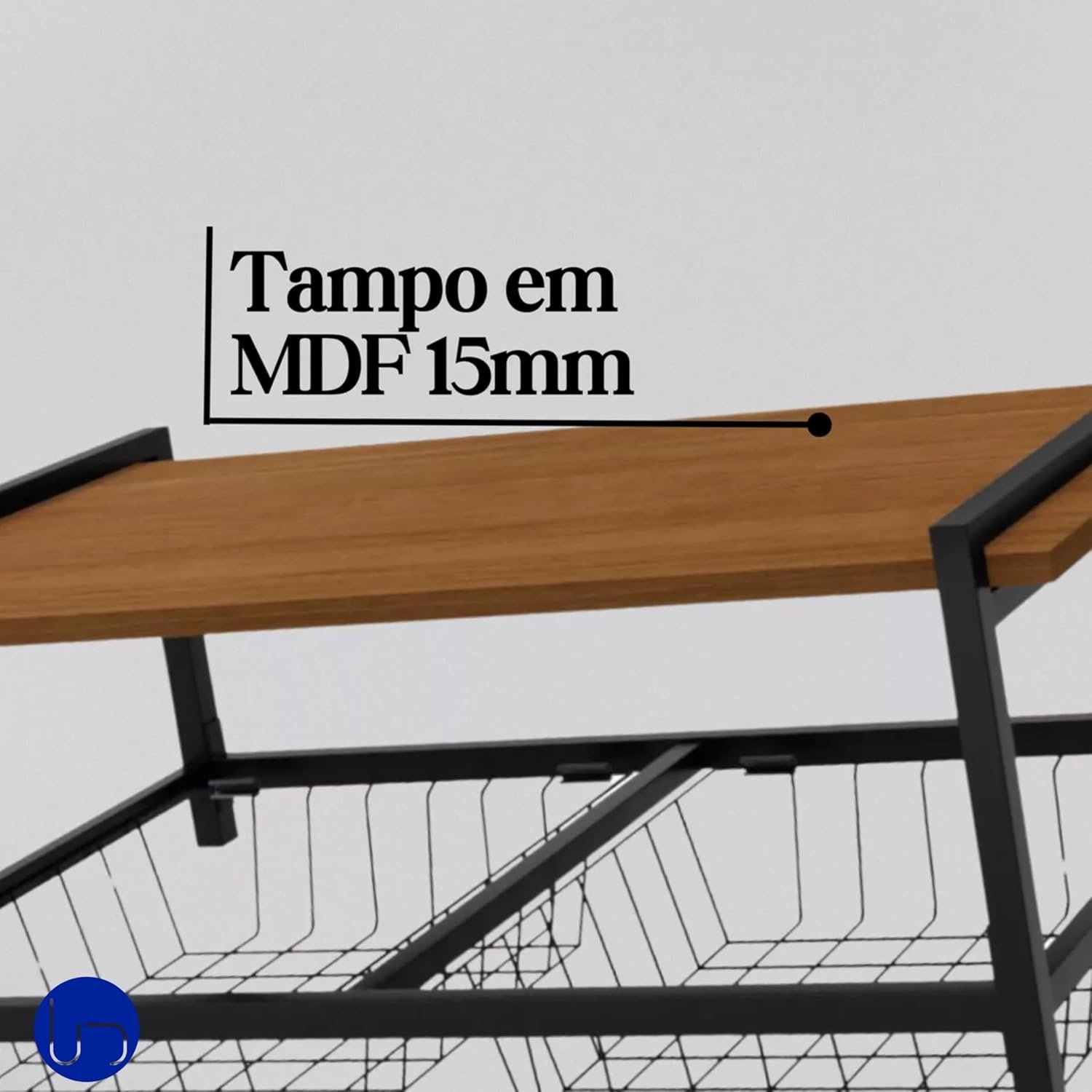 Fruteira de Parede com Suporte para Micro-ondas 2 Cestos Aço Preto Estilo Industrial Elegante Cozinh - 4