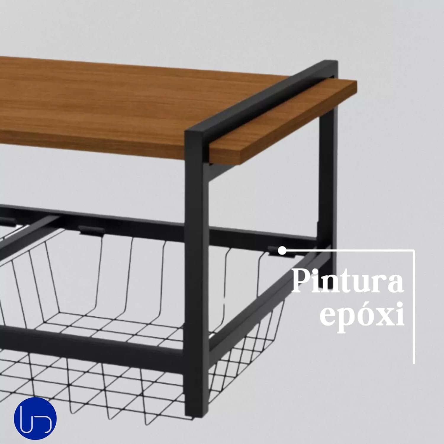 Fruteira de Parede com Suporte para Micro-ondas 2 Cestos Aço Preto Estilo Industrial Elegante Cozinh - 3