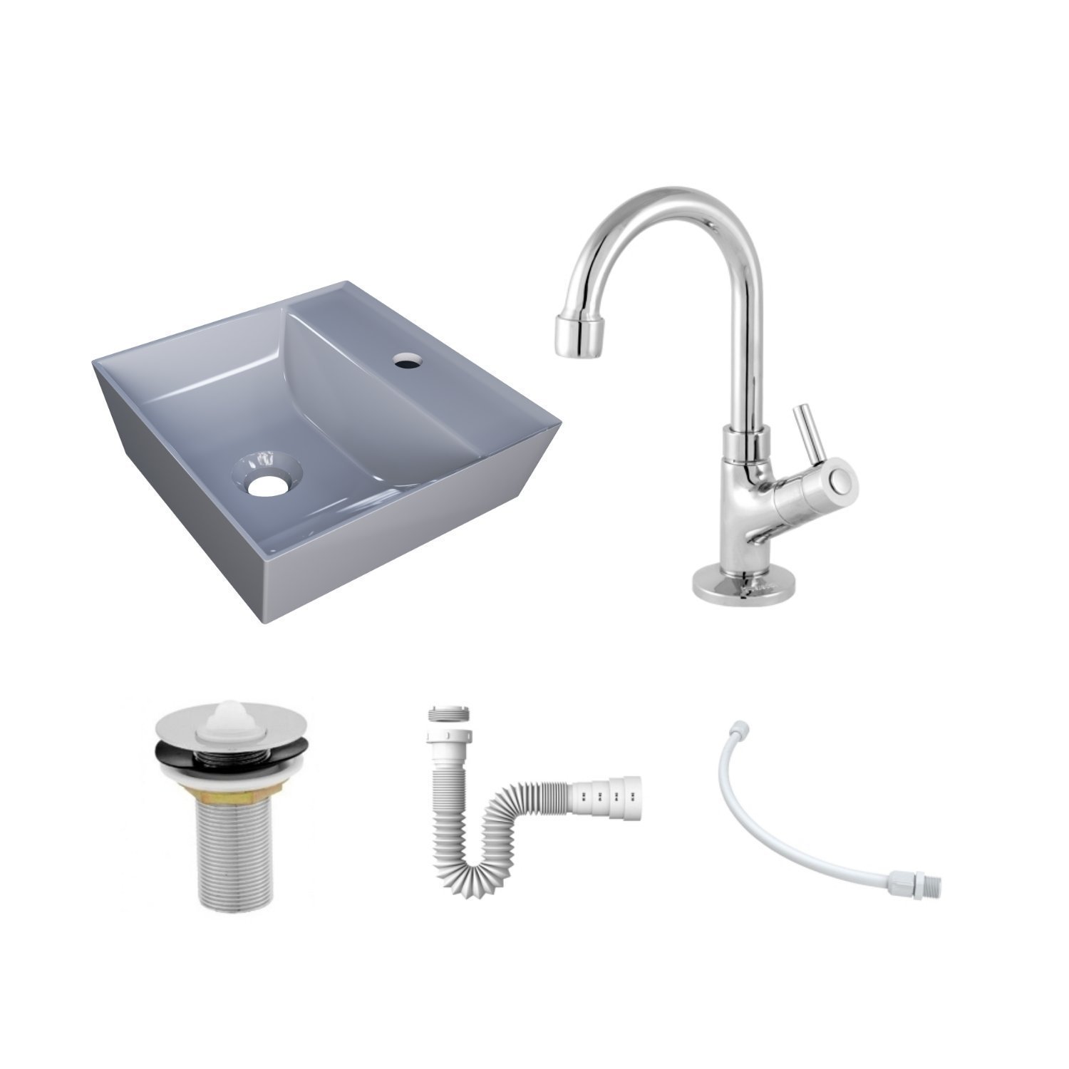 Kit Cuba Aq33 Volcano com Torneira 1198 e Válvula Metal com Sifão e Flexível - 3