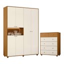Ver imagem 1 de Jogo de Quarto Infantil Vittoria com Guarda Roupa e Cômoda Cinamomo/off White - Móveis Albatroz