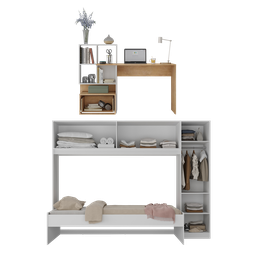 Conjunto Quarto Cama de Solteiro com Guarda-roupas e Escrivaninha Multimóveis Mp4123 Branco/rustic - 5