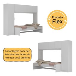 Conjunto Quarto Cama de Solteiro com Guarda-roupas e Escrivaninha Multimóveis Mp4123 Branco/rustic - 3