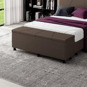 Baú Sapateira Estofada Casal Queen Size 160 Cm Júpiter Corino Skybox Marrom