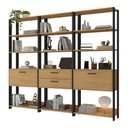 Ver imagem 3 de Estante de Escritório Modulada 2 Portas 2 Gavetas 219cm Texas Multimóveis Mp6060 Preto/madeirado