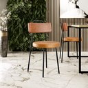 Ver imagem 2 de Kit 04 Cadeiras Decorativas Estofada Para Sala Jantar Barcelona L02 Couríssimo Camel Whisky - Lyam L