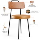 Ver imagem 4 de Kit 04 Cadeiras Decorativas Estofada Para Sala Jantar Barcelona L02 Couríssimo Camel Whisky - Lyam L
