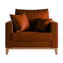 Ver imagem 2 de Poltrona Beny Individual em Suede, Base em Madeira, com 2 Almofadas.