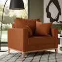 Ver imagem 1 de Poltrona Beny Individual em Suede, Base em Madeira, com 2 Almofadas.