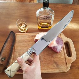 Faca Forjada Integral 9mm Dorso Cabo Osso Artesanal 10' Churrasco Aço Inox 420c Bruta - 8